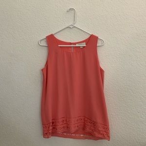 Coral sleeveless blouse